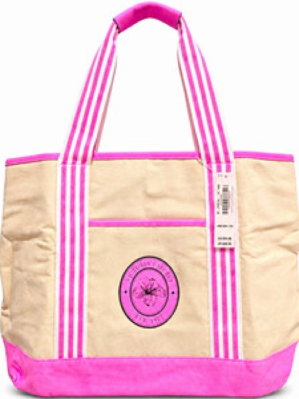 Victoria’s Secret Tan & Pink Canvas Tote Bag New In Packaging